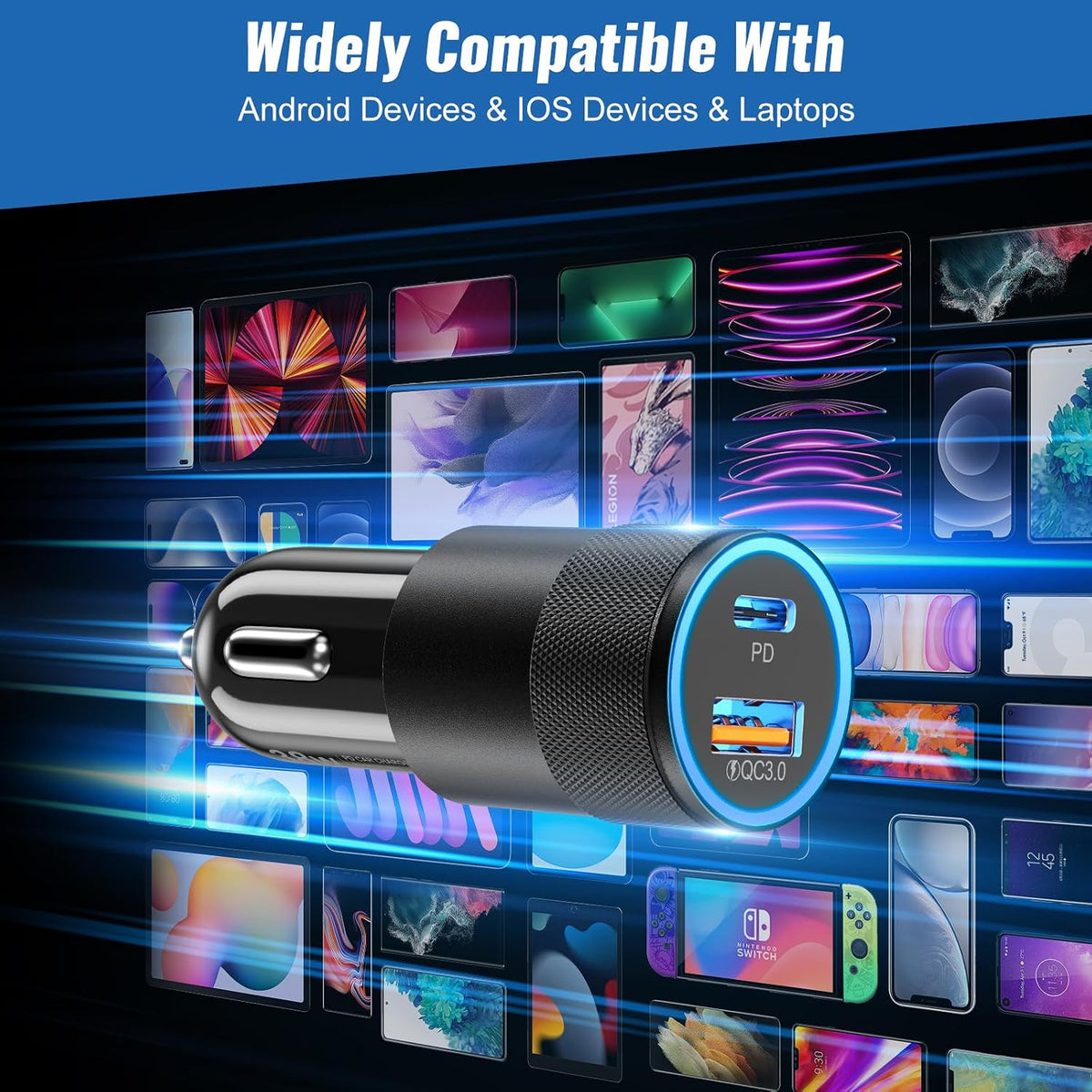Car Chargers, Dual Ports USB C & USB-A Cigarette Lighter Adapter Multipack,
