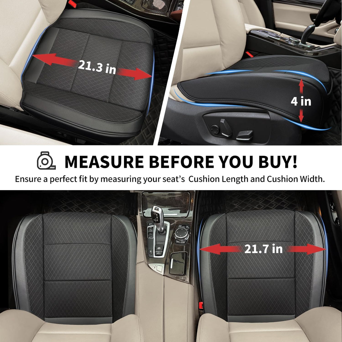 BEITK 2 Pack Black Ventilated Cooling Mesh Bottom Car Seat Covers
