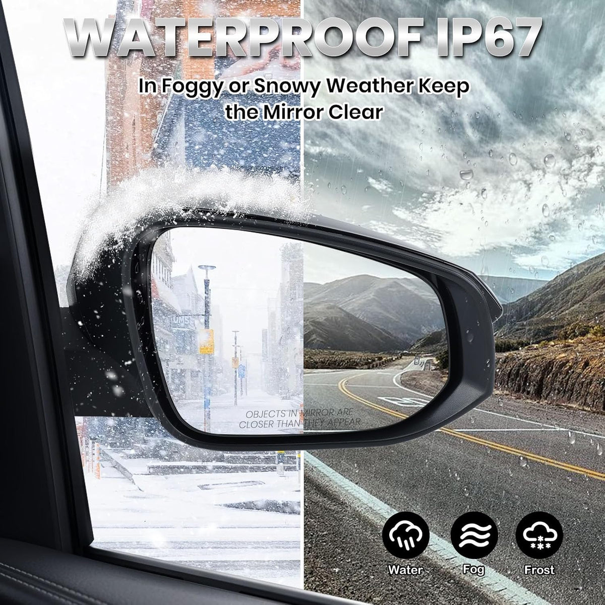 Right Passenger Side Mirror Compatible with Toyota RAV4 2013-2018 Heated with Blind Spot Detection with Turn Signal Light Power Glass Manual Folding 8 Pins Black