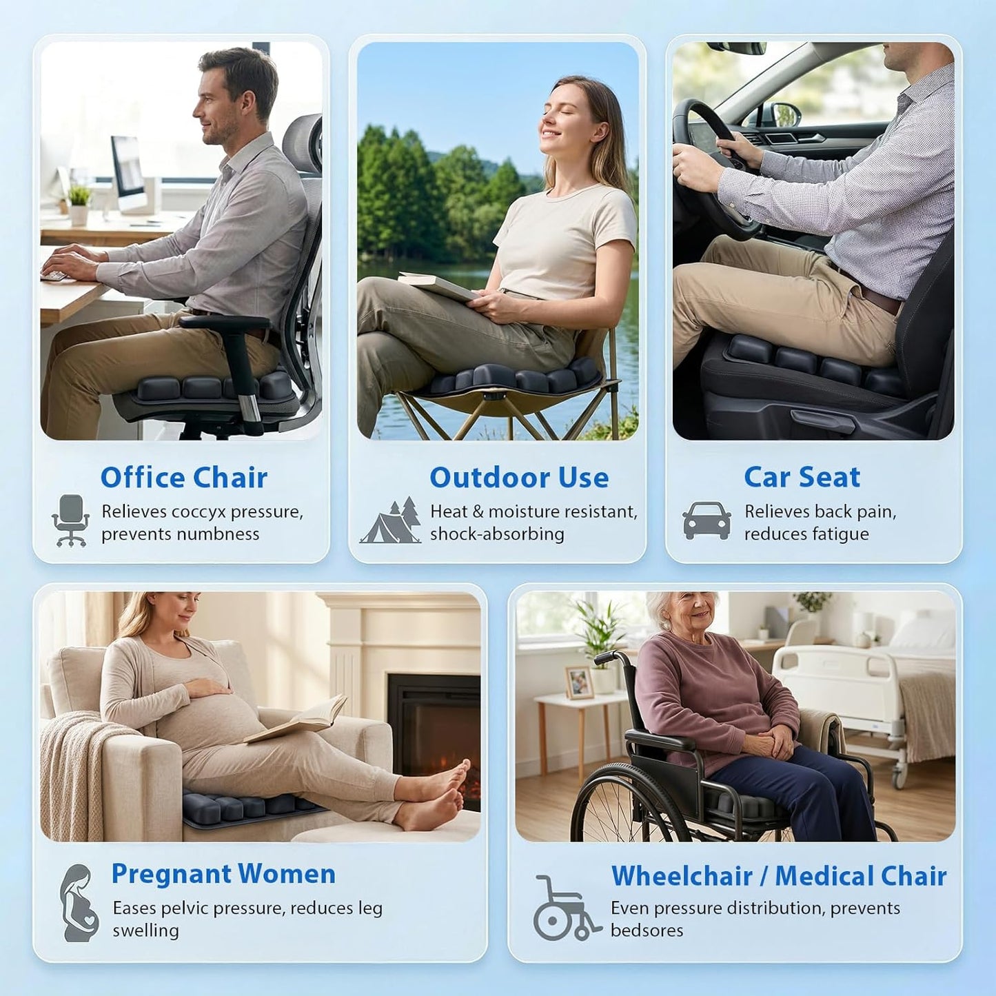 Travel Cushion Airplane Seat,Adjustable Airplane 49 Airbags seat Cushion for Long Flights,Press Type Air Inflatable Seat Cushion,for Car,Office,Stadium,Wheelchair, Travel,Heavy Duty