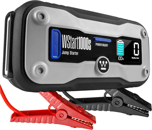 Westinghouse 1500A Portable Jump Starter & USB Power Bank - 12V Car Battery Booster Pack Jump Box for Up to 6.0L Gas & 3.0L Diesel Engines, Bright LED Flashlight, IP65 Rated Waterproof Housing