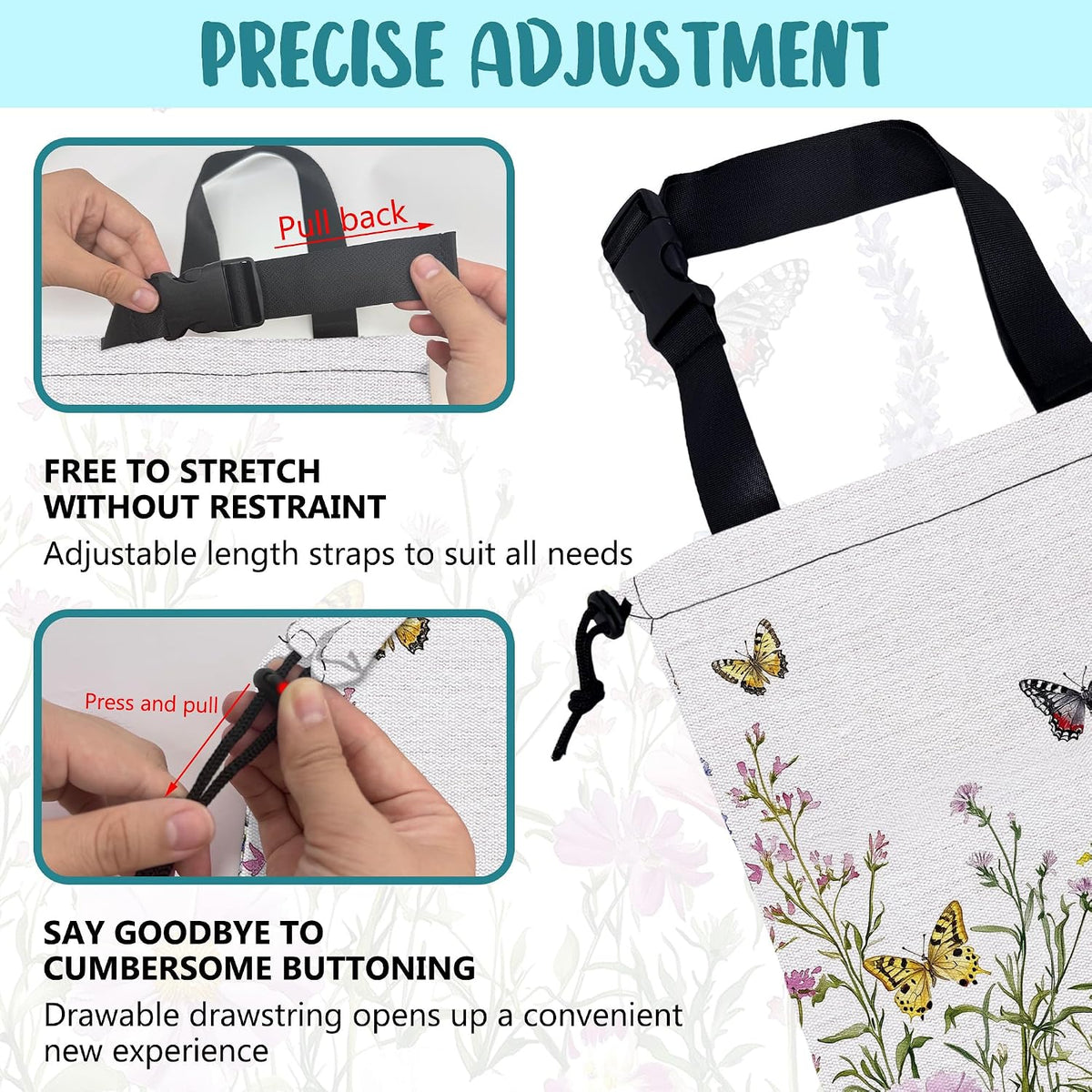 Car Garbage Bag Watercolor Butterfly Wildflower Drawstring Car Trash Bag Hanging for Back Seat with Adjustable Buckle Canvas Vehicle Trash Can Easy-to-Install
