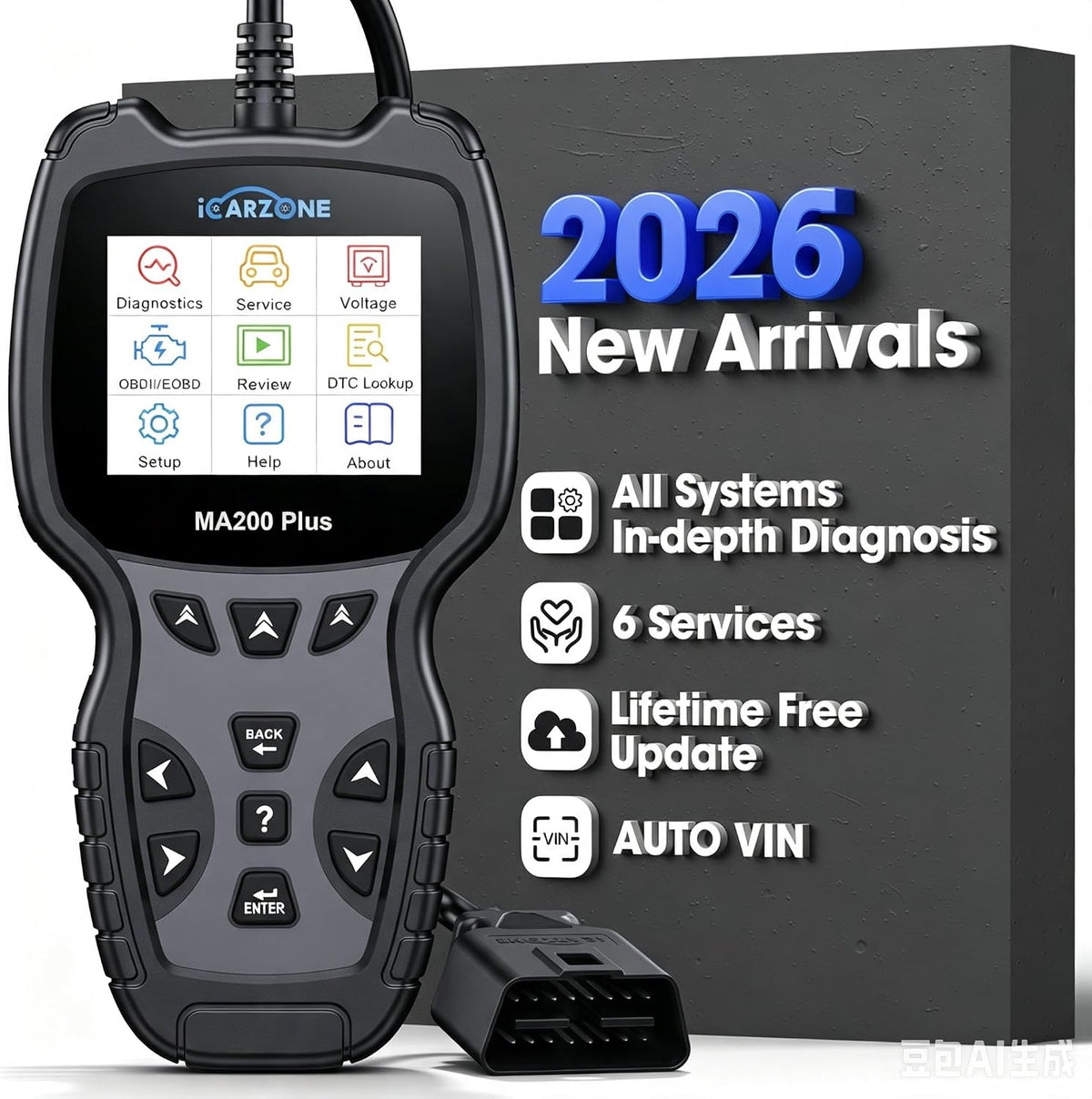 All Systems Bi-Directional Diagnostic Scan Tools MA200 Plus Code Reader for 10000+ Car Models 6 Services Live Data Battery Test Full OBD2 Scanner Lifetime Free Upgrade AutoVIN CAN FD