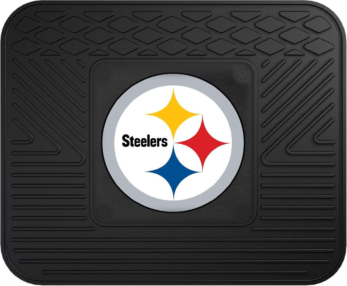 FANMATS 8752 Pittsburgh Steelers 2-Piece Heavy Duty Vinyl Car Mat Set, Front Row Floor Mats, All Weather Protection, Universal Fit, Deep Resevoir Design