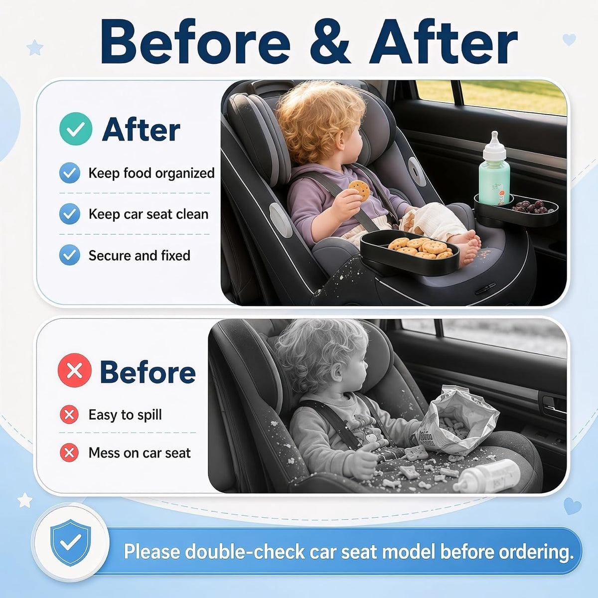 Car Seat Snack Tray Cup Holder Compatible with Safety 1st EverFit & Grow and Go, Maxi-Cosi Pria, Cosco All-in-One Car Seats Model C6577, Rotating Lock Base, Easy to Clean (2-Pack)