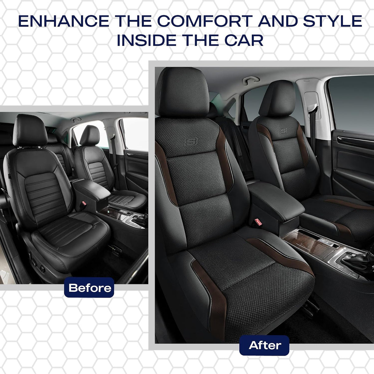 Skechers Memory Foam Car Seat Covers, Air Cool Mesh Thick Seat Covers,Car Seat Covers Front Seats Airbag Compatible, Automotive Comfort Protection for Most Cars,Van,Trucks, SUVs,Brown