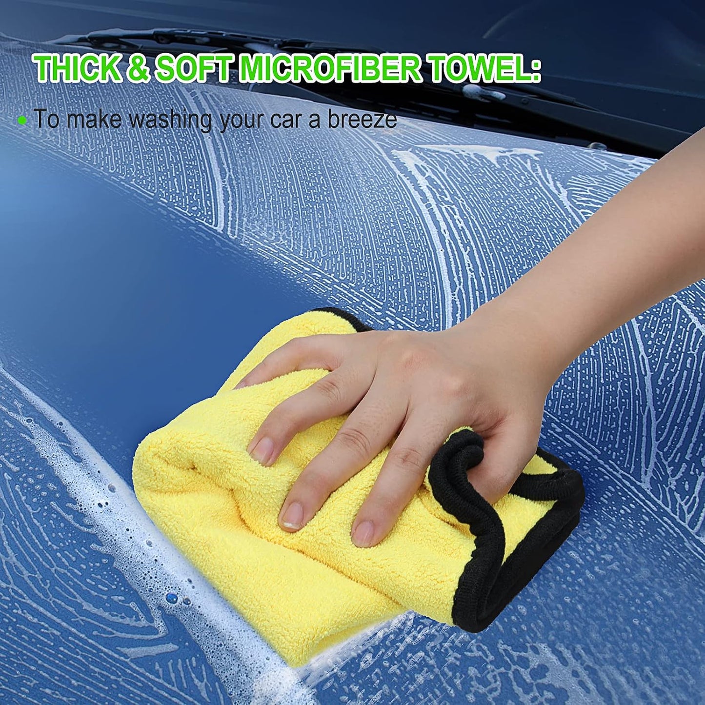 Car Wash Kit, 62'' Car Wash Brush with Long Handle, Soft Bristle Scratch-Free Car Detailing Brush Cleaning Kit, with Wash Mitt Towel Window Squeegee Tire Brush for Car SUV Truck RV Cleaning