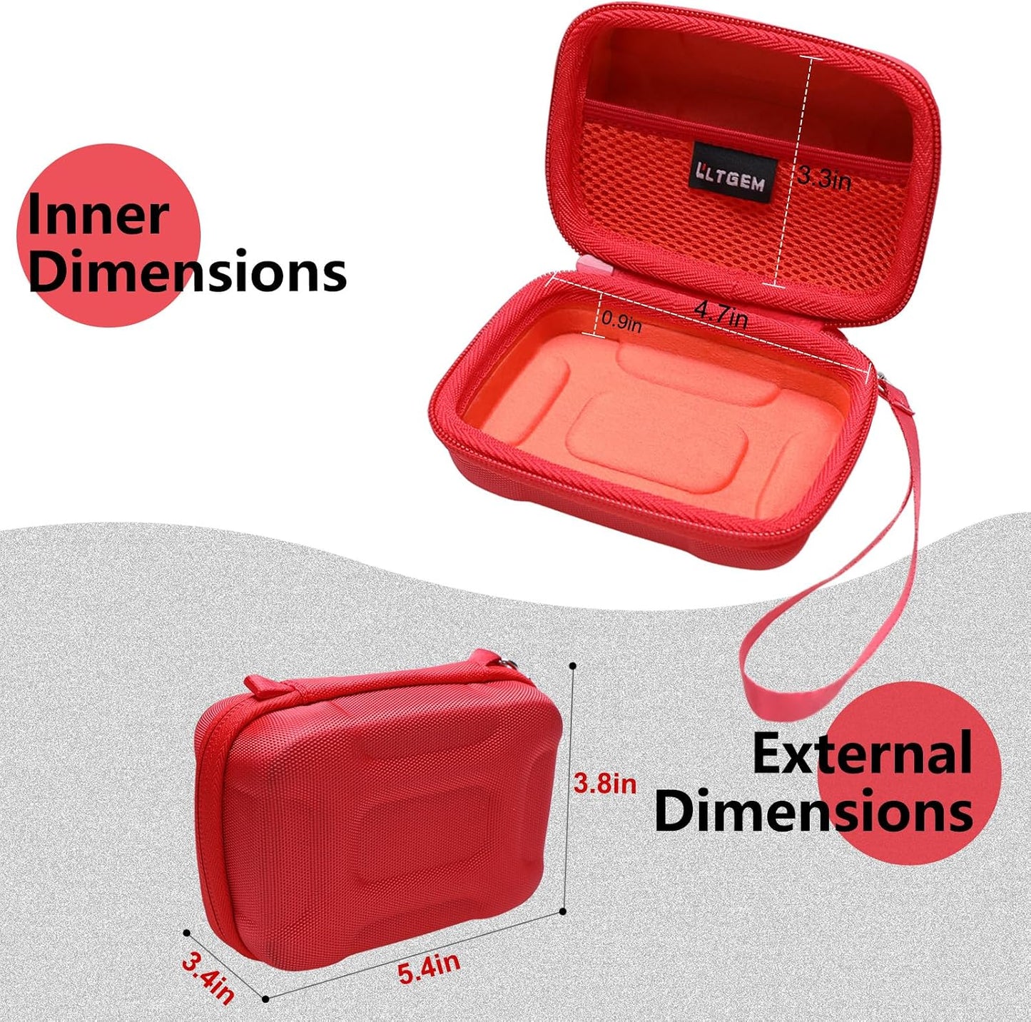 LTGEM Case Compatible with OM SYSTEM Olympus Tough TG-7 / TG-6 / TG-5 / TG-4 Underwater Digital Camera, Hard Travel Carrying Storage Bag - Red(Case Only)