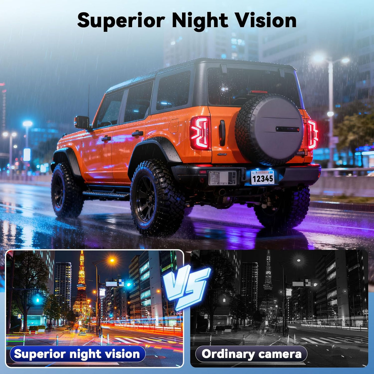 Mirror Dash Cam 4.5 Inch Rear View Mirror Camera 1080P Front and 480P Rear View Dual Cameras with 32G Card, Motion Detection, Night Vision, Parking Assistance, Loop Recording，Exposure Adjustment