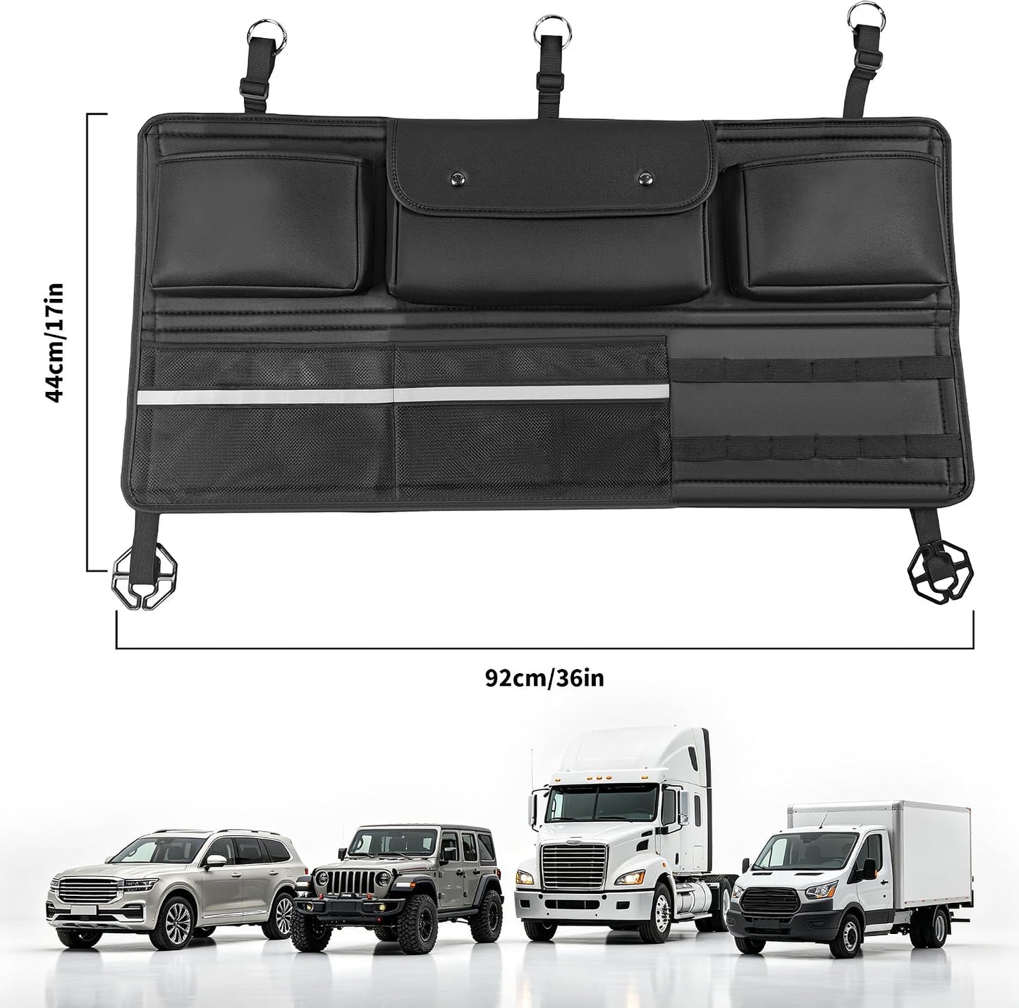 Back Seat Trunk Organizer Backseat Hanging Cargo Storage for Cars, SUVs, Trucks, Jeeps, Vans, RVs & MPVs, Large Capacity Car Accessories Interior