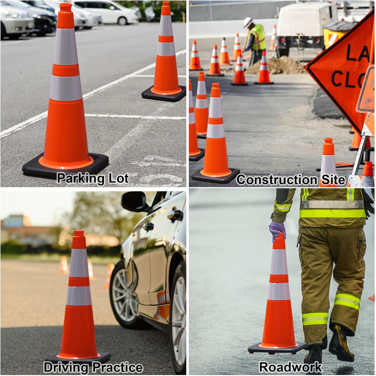 OrangeStar 28 Inch Orange Traffic Cones 8-Pack, Heavy Duty PVC Safety Cones