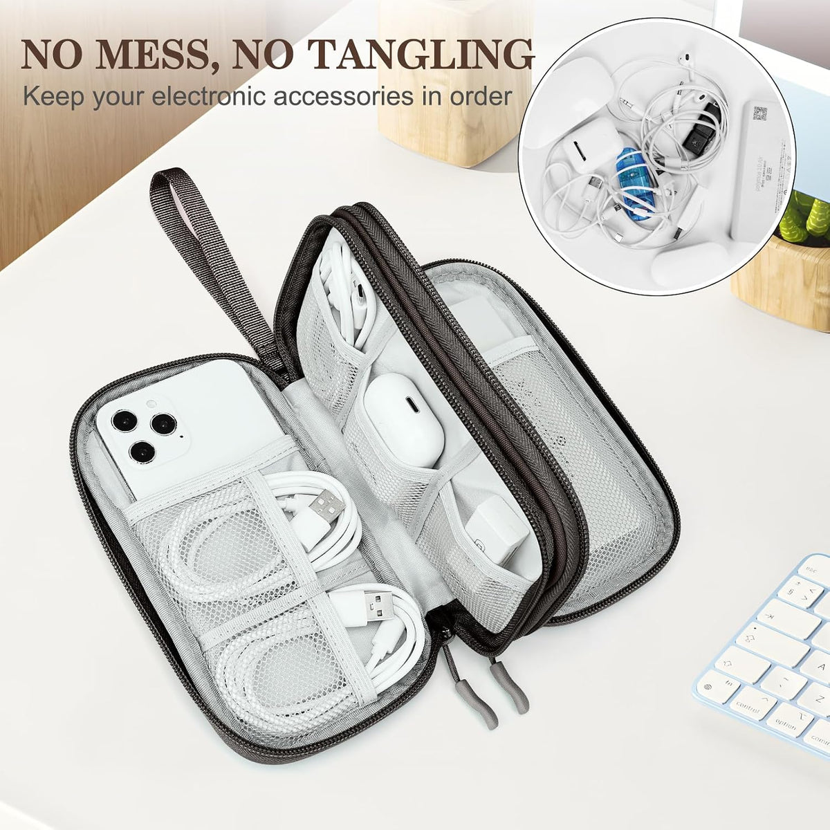 FYY Electronic Organizer, Travel Tech Pouch Bag, Cable Organizer Coffee