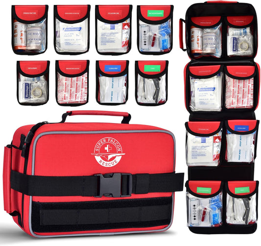 Waterproof First Aid Kit 418Pcs for Car Home Outdoor Emergency Survival | Color-Coded Organized Pockets, Dual-Handle Design; Waterproof Material for Car Home Hiking Backpacking and Daily Emergencies