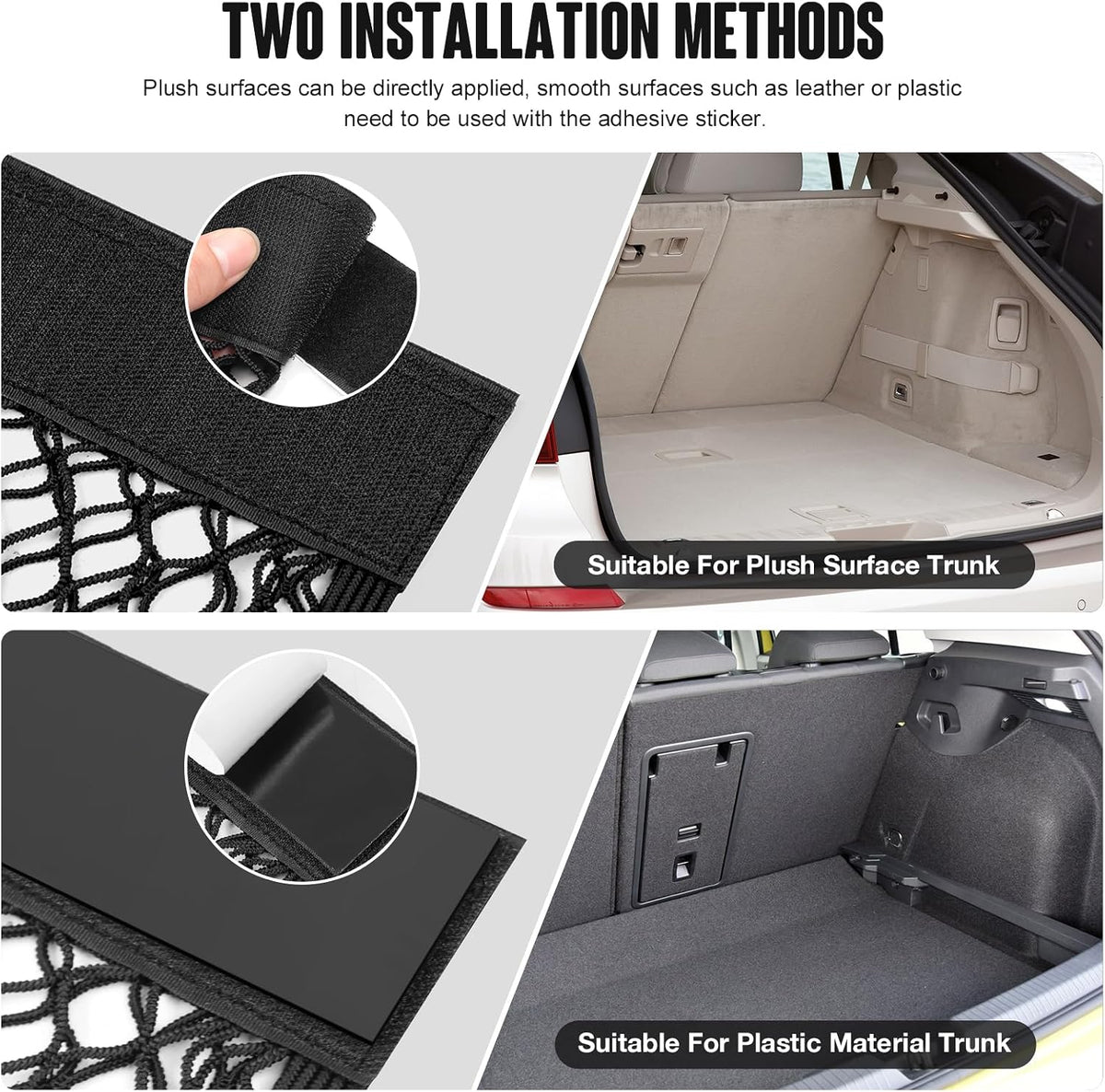 TOBWOLF Car Storage Net Bag, 2PCS 9.8'' X 23.6'' High-Elastic Mesh Pocket