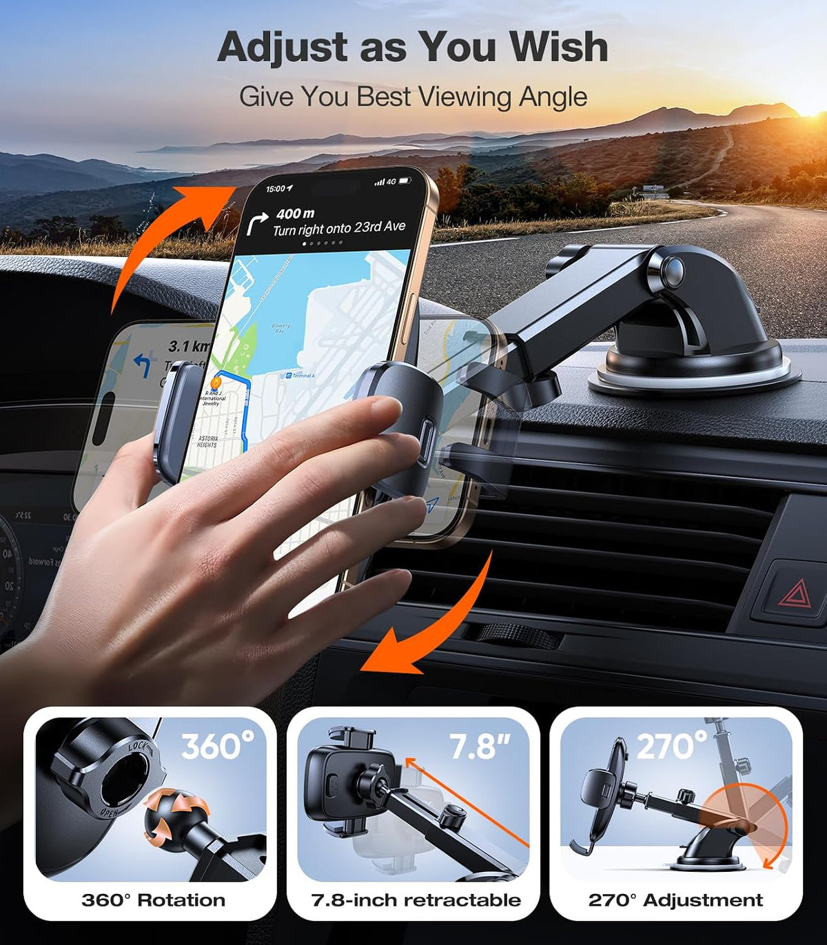 TORRAS 96+LBS Strongest Suction & Military-Grade Universal Car Phone Mount