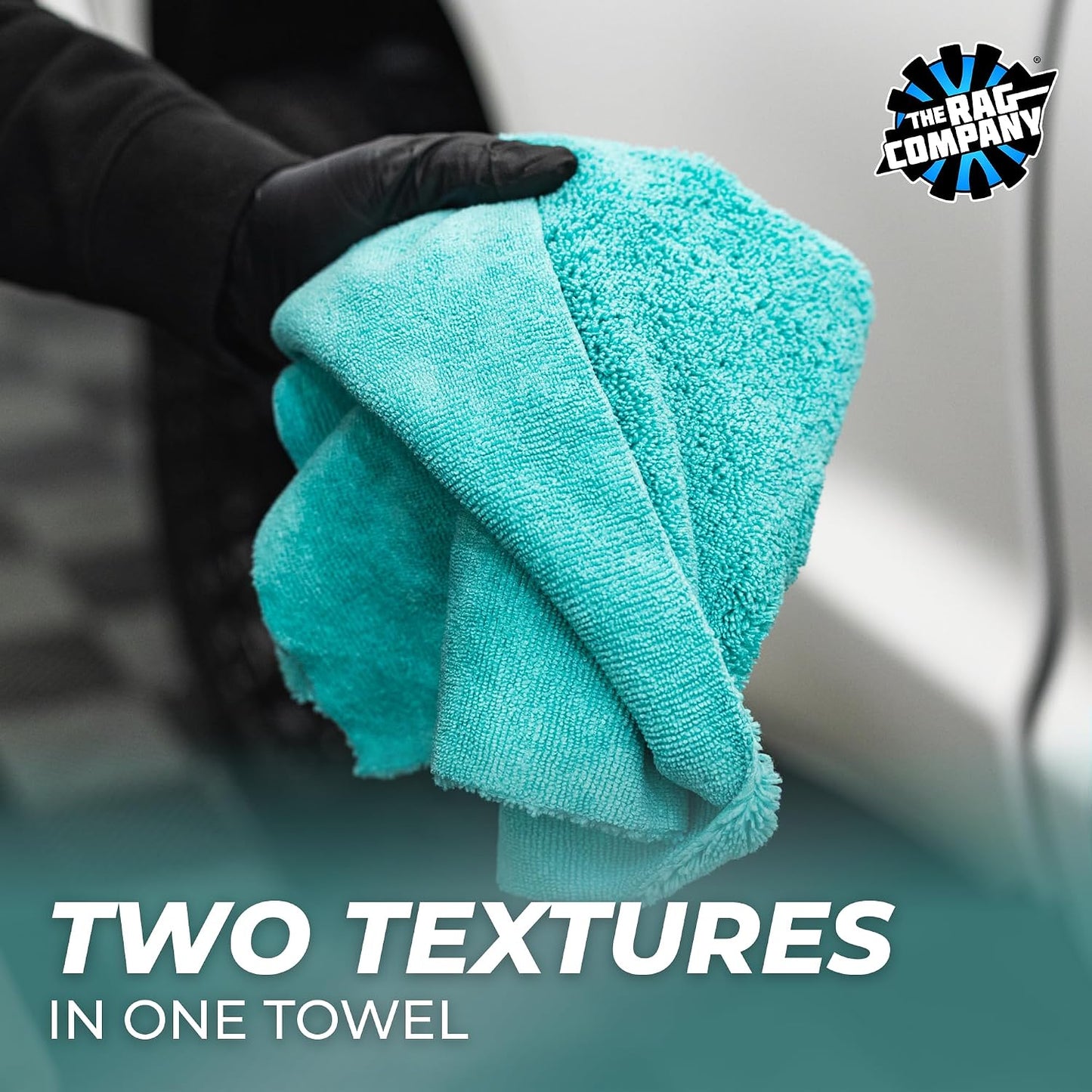 The Rag Company - The Creature Edgeless Microfiber Detailing Towels – 420GSM Professional Grade All-Purpose Cloths for Wax, Polish, & Sealant Removal, Teal, 16in x 16in (10-Pack)