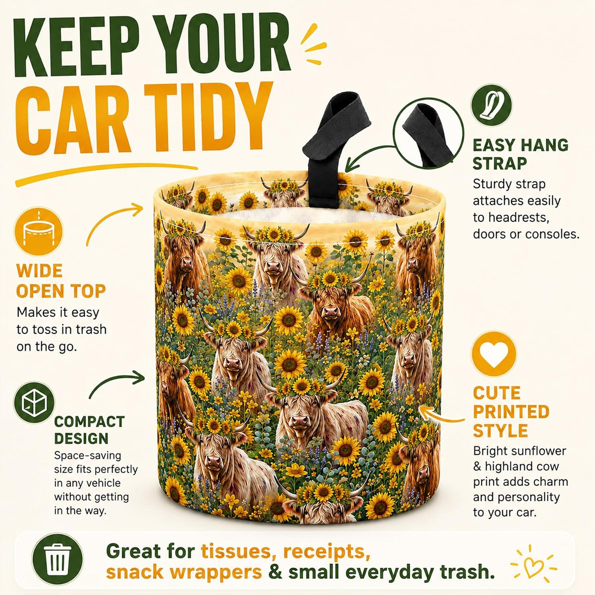 Sea Turtle Car Trash Can Waterproof Hanging Garbage Bag for Back Seat