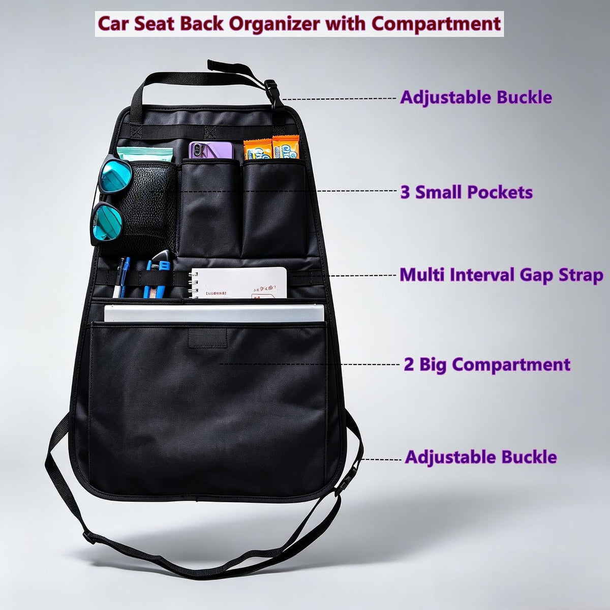 Car Seat Back Organizer with Multiple Pockets