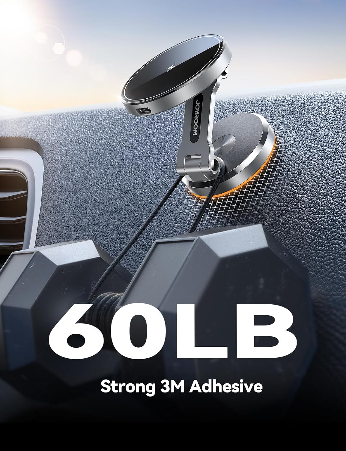 MagSafe Car Mount Charger with 360° Rotatable Charging Panel & Base, Silver