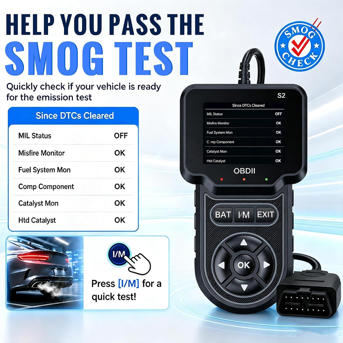 OBD2 Scanner, Check Engine Code Reader, Car Scanner Diagnostic Tool