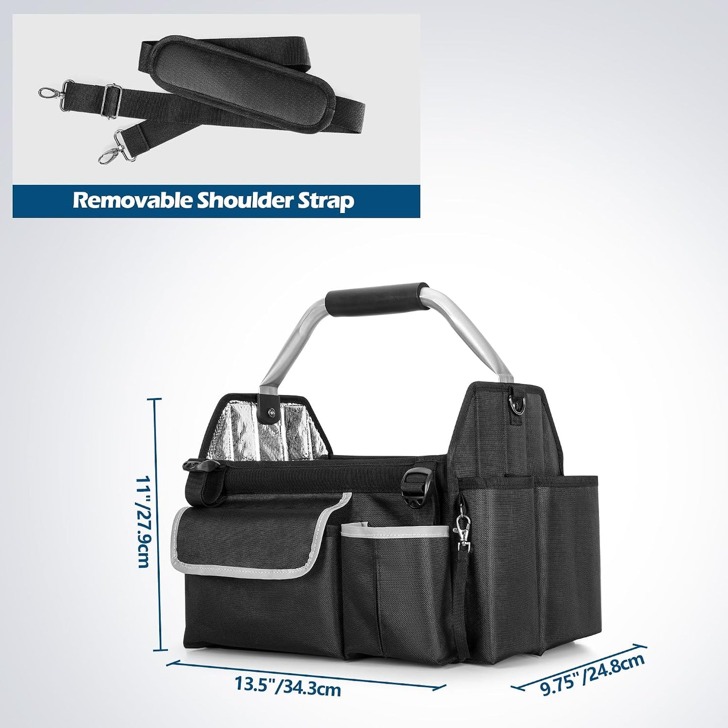HODRANT Wearable Detailing Caddy, Quick Load Collapsible Car Care Bag with Handle & Shoulder Strap, Detail Carry Organizer with Multi Pockets for Auto Cleaning Supplies & Vehicle Wash Tools, Bag Only