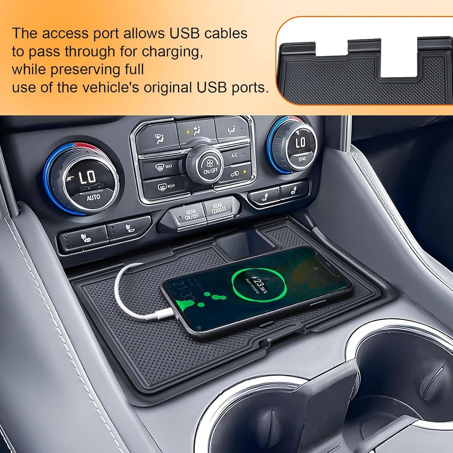 Center Console Tray for 2021-2024 Chevy Tahoe/Suburban/GMC Yukon | Hidden Compartment Cover Organizer, Extra Storage with USB Hole, Not for Yukon Denali/Ultimate, Not for 2025 Models