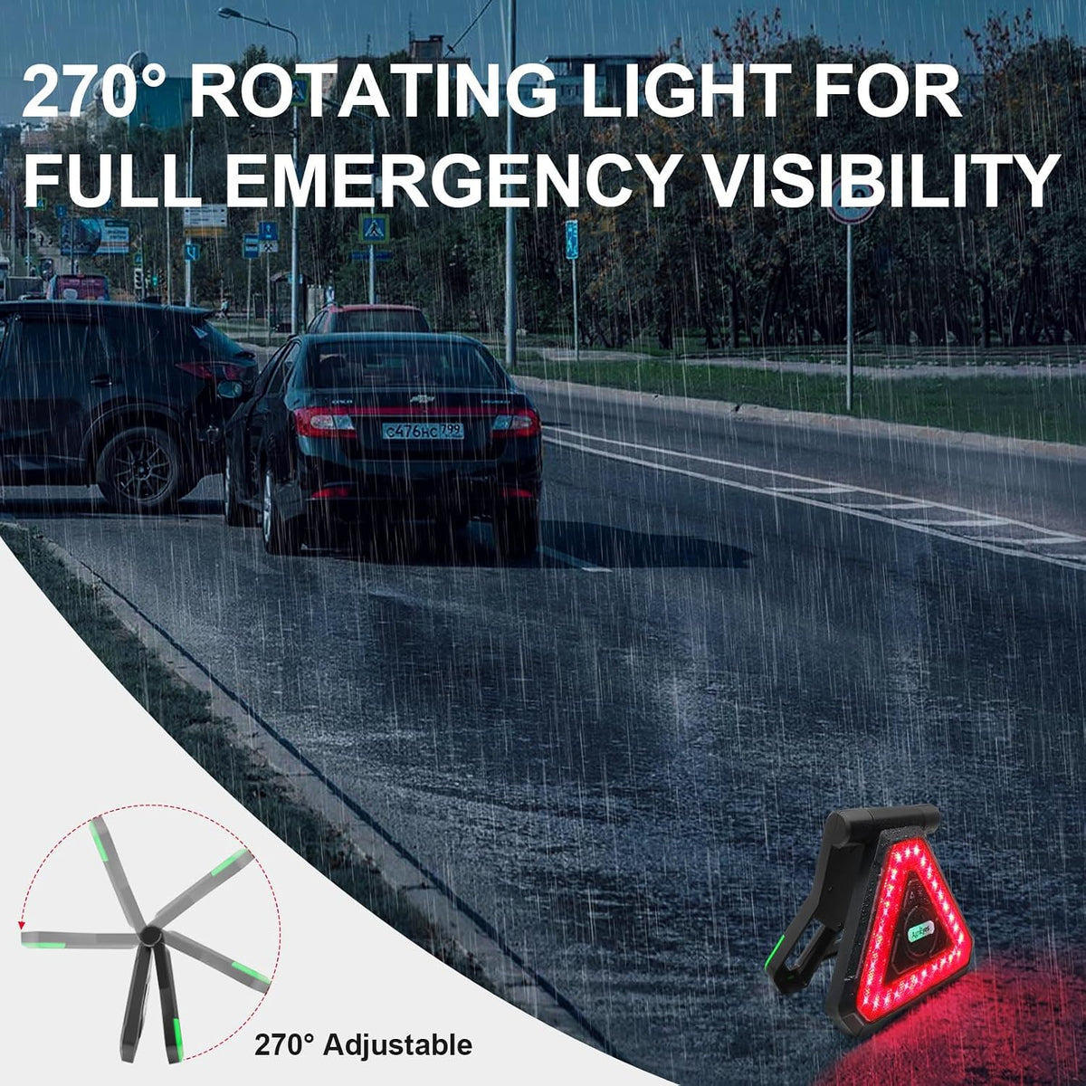 Agrieyes W227 USB-C Emergency Warning Triangle Lights