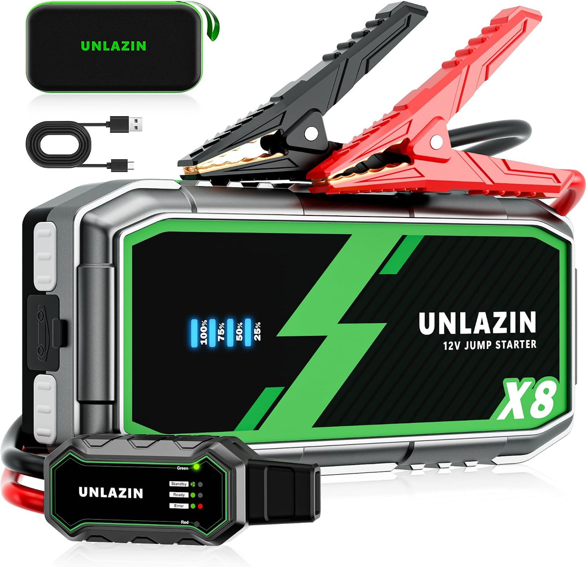 X8 10000A Portable Jump Starter with Force Start, All Gas & Diesel Engines