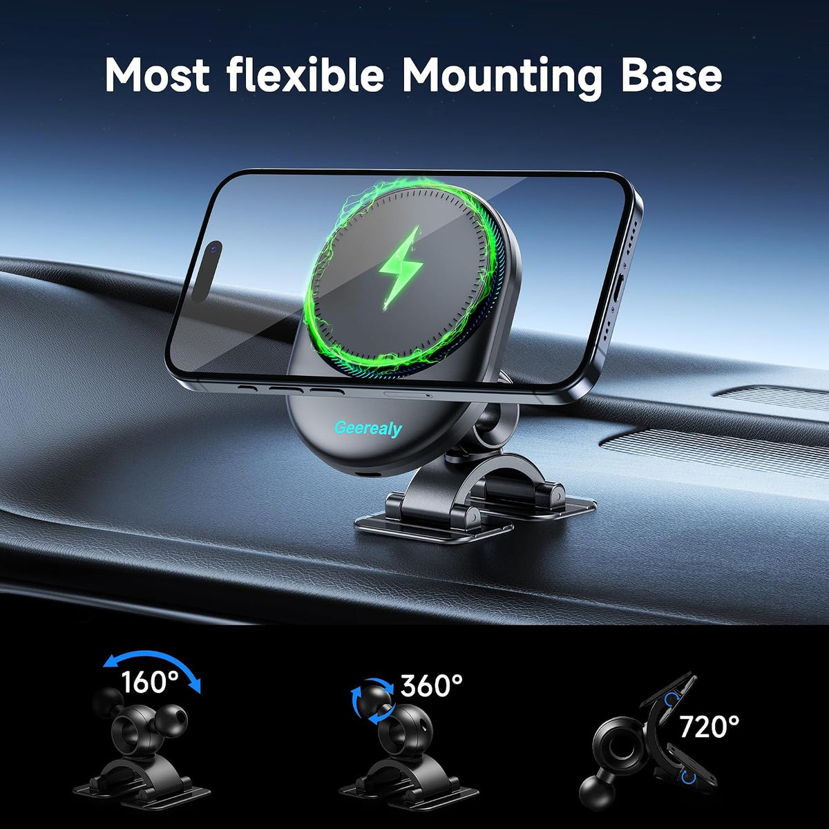 for 25W MagSafe Car Mount Charger Built-in Cooling Fan, Dashboard & Vent, Fast Charging Car Phone Holder 25W Magnetic Wireless Car Charger for iPhone 18/17/16 Series/Samsung Series