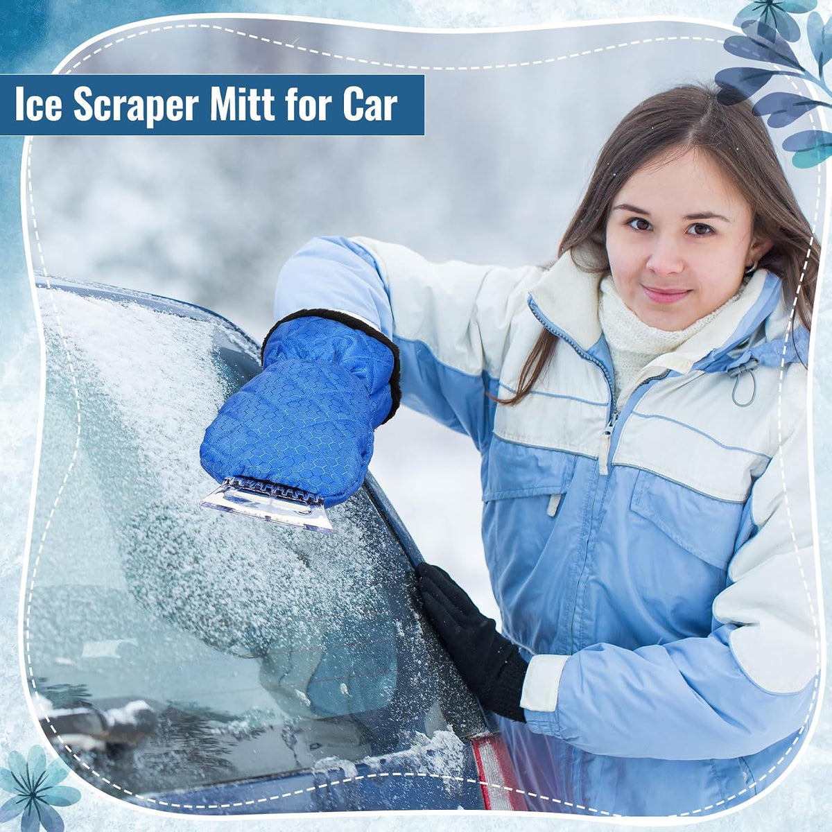WILLBOND Ice Scraper with Glove Waterproof Ice Scrapers for Car Windshield No Scratch Comfortable Removal Snow Mitt Glove Windproof Warm for SUV Vehicle Truck Snow Quickly Removal