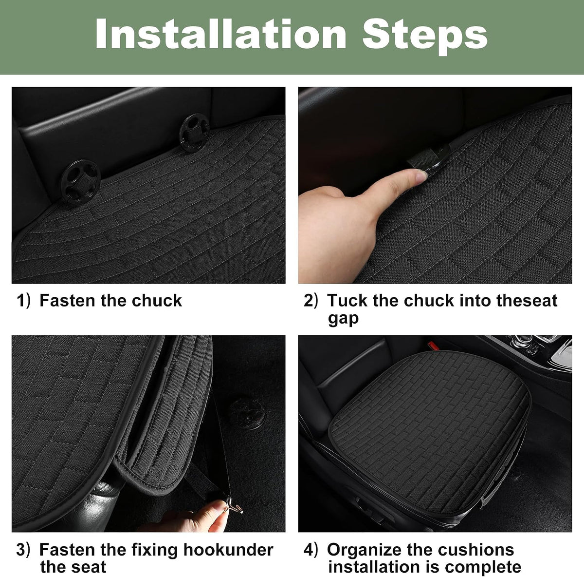 VarCozy Linen Car Seat Covers, Bottom Breathable Seat Covers for Cars for All Seasons with Non-Slip Protector, Universal Seat Covers for Cars, SUVs, Trucks