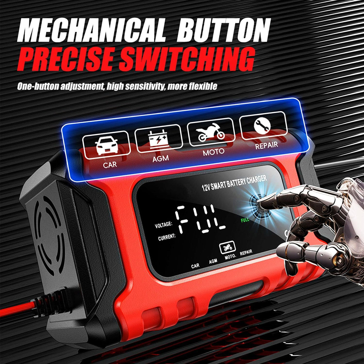 12V 6-Amp Battery Charger, Smart Trickle Charger Maintainer, Battery Repair