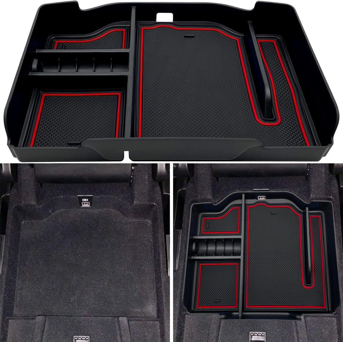 Center Console Organizer fit for Dodge RAM 1500 2500 3500 2025 2024 2023 2022 2021 2020 2019 Accessories Interior Storage Box Armrest Storage Tray (Red) NOT FIT for 40/20/40 Split Bench Seat