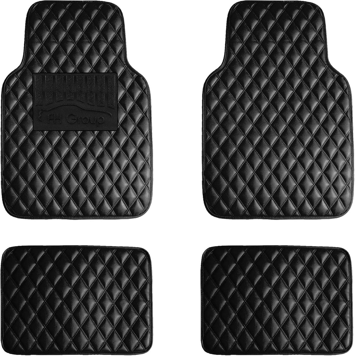 FH Group Floor Mats - Faux Leather Floor Mats for Cars, Universal Fit Automotive Floor Mats, All Purpose Car Floor Mats, PU Leather Protector Mat for Most Sedan, SUV, Truck Floor Mats Brown