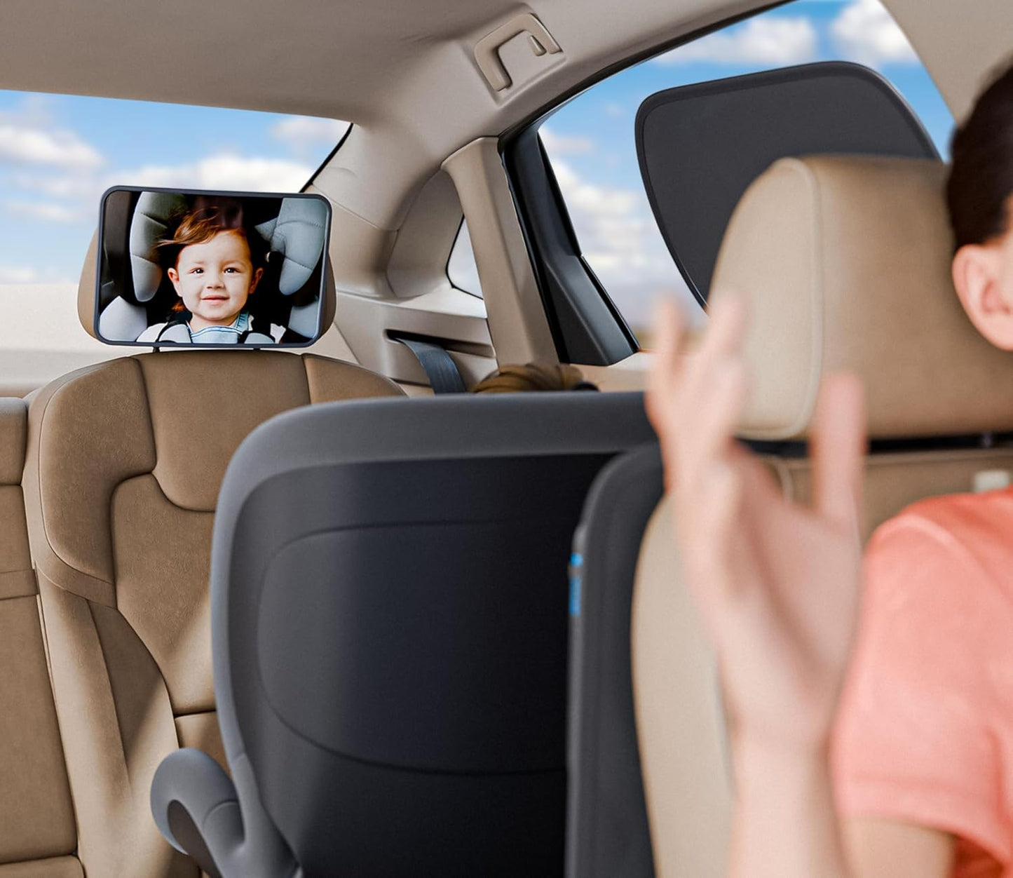 Baby Car Essentials Starter Kit for New Parents w/ 1 Backseat Organizer 2 Window Sun Shades 2 Headrest Hooks 1 Rear Facing CarSeat Mirror – Baby Car Stuff Must Haves & Newborn Essentials