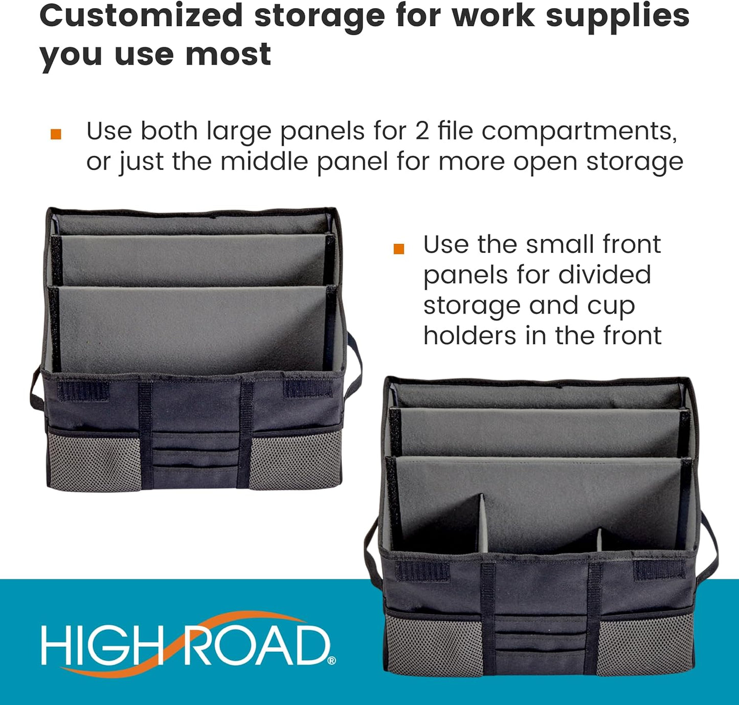 High Road Carganizer Front Seat Car Office Organizer and Mobile Office Work Truck Organizer with Filing Dividers and Desk Top Cover | Front Seat