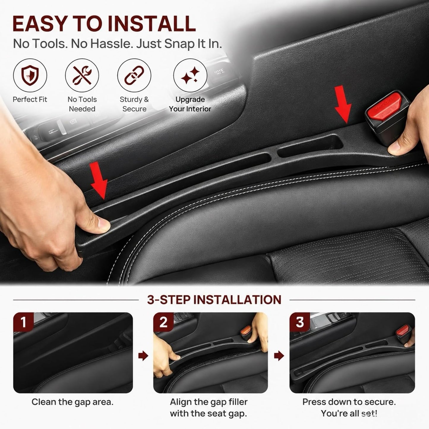 【Compatible with mazda】 Car Seat Gap Filler Organizer Compatible with mazda cx5 2013-2025, Car Organizer Front Seat 2-in-1 Storage No-Drop Storage(2 Pack, Black)