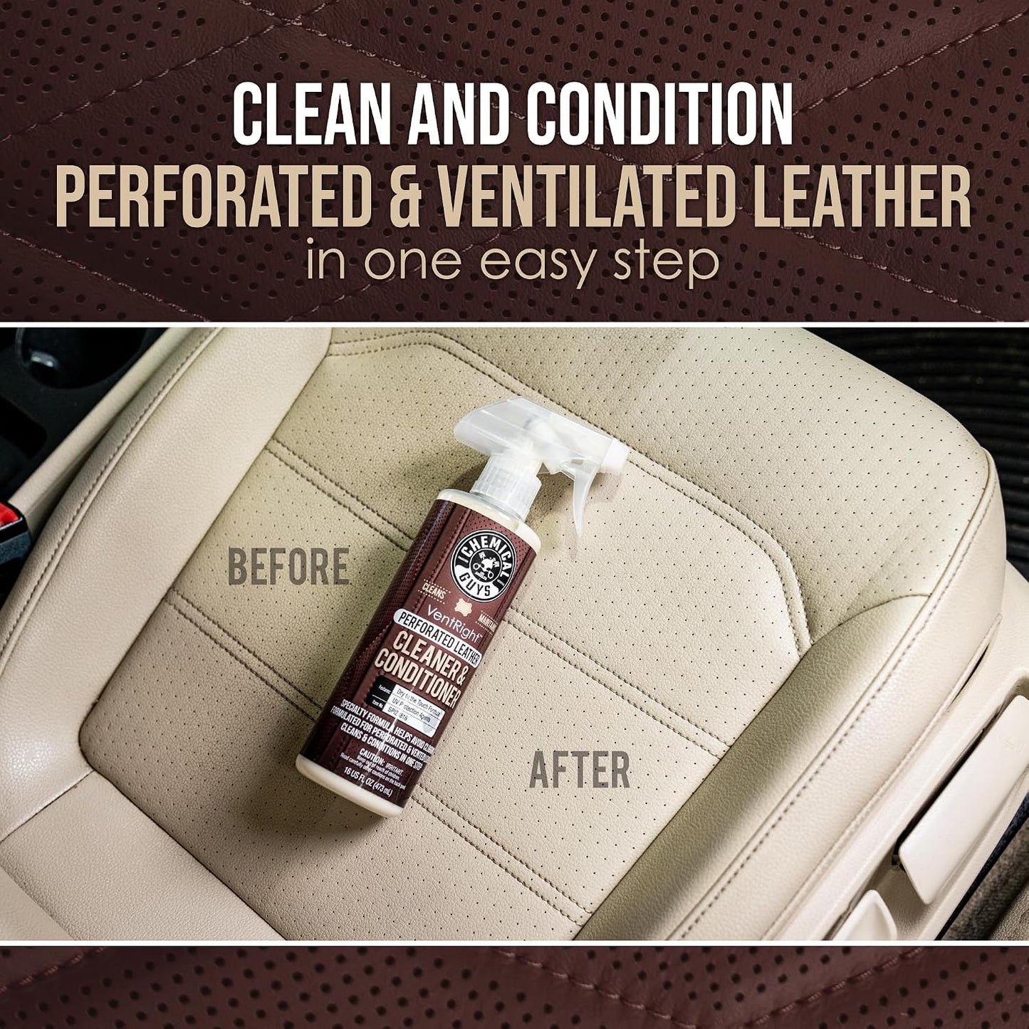 Chemical Guys Interior Detailing Bundle, Total Interior Cleaner Protectant 16 oz with VentRight Perforated Leather Cleaner & Conditioner 16 oz for Cars, Trucks, SUVs, RV Care