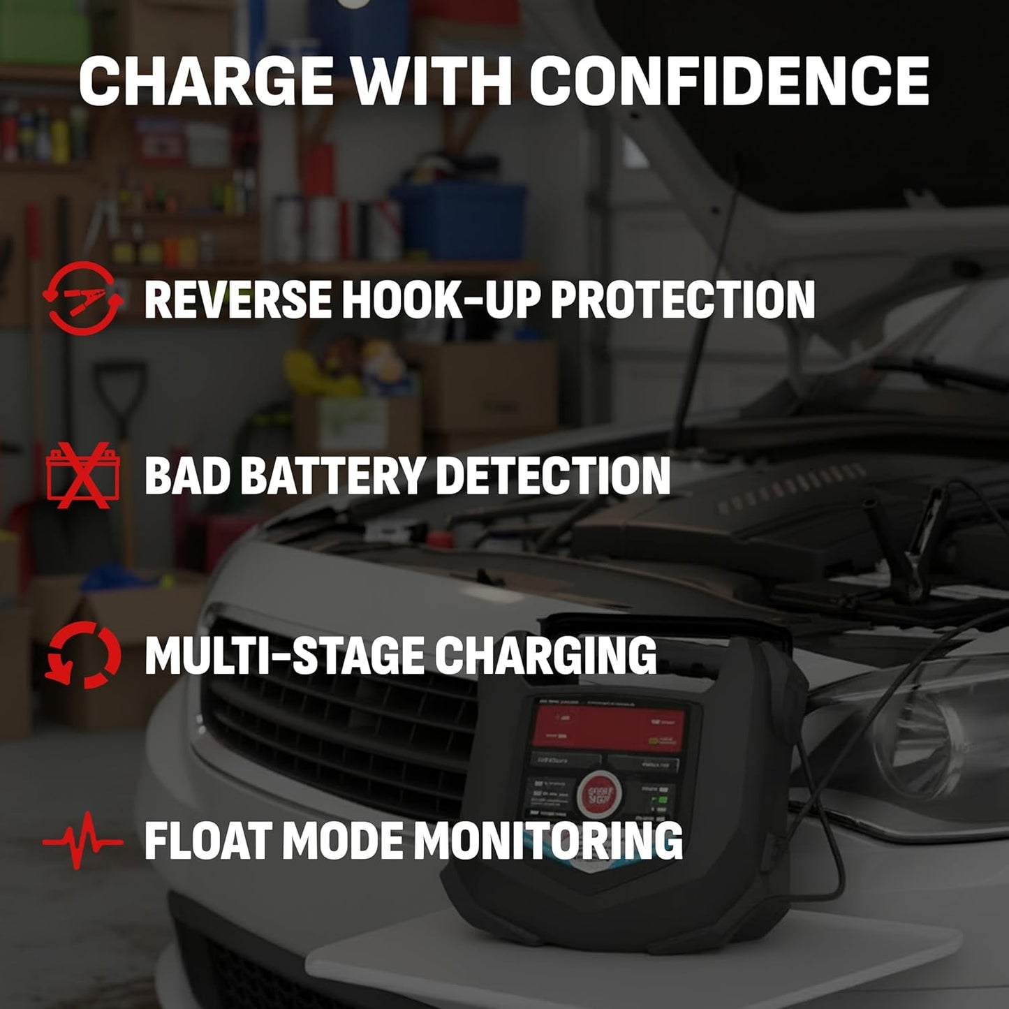 Schumacher Electric 1.5A Car Battery Charger and Maintainer, 3-in-1 Solution, for 6V/12V Power Sport, Automotive, and Marine Batteries, SC1355
