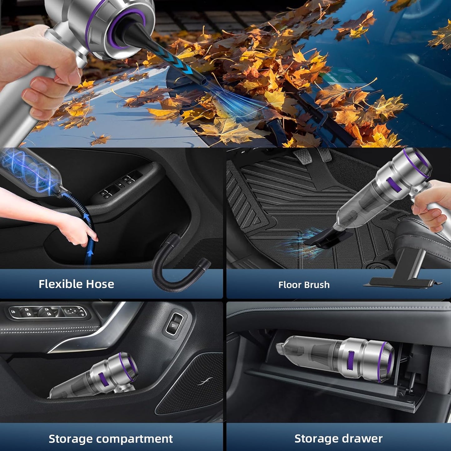 Car Vacuum Cleaner High Power - 22000PA Portable Car Vacuums 4 in 1 Compressed Air Duster & Blower Hand Held Vacuum Cordless with Brushless Motor for Cars Home Office Camping Ideal Gifts for Men women