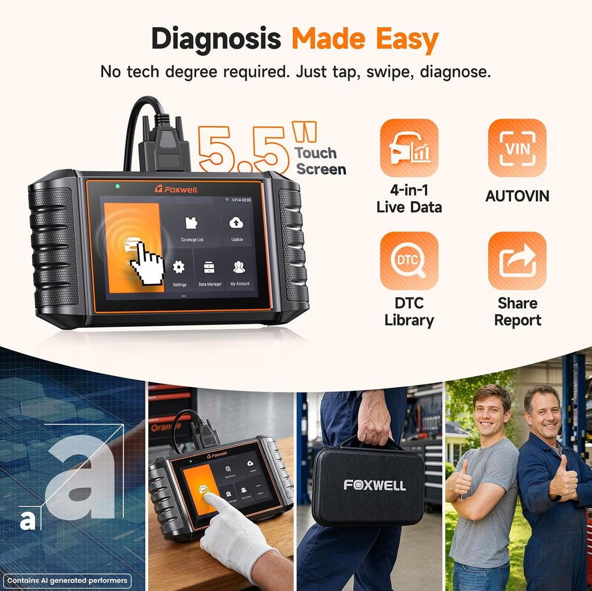 FOXWELL NT716 Bidirectional OBD2 Scanner 4-System Code Reader for Mechanics