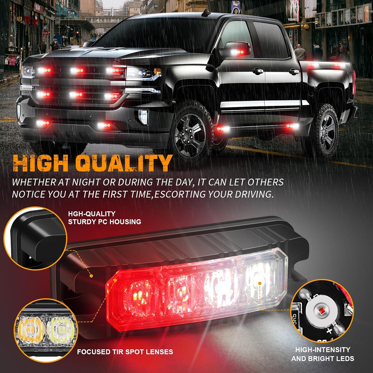 XRIDONSEN 8PCS Sync Grill Strobe Lights 32 LED Grille Lights