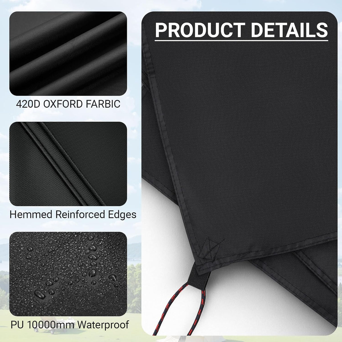 2 Pack 8x12 ft Black Heavy-Duty Waterproof Tarps - Oxford Fabric Tarpaulin with Reinforced Webbing Loops for Firewood, Roof, Camping, Pool, Boat & Outdoor Covers