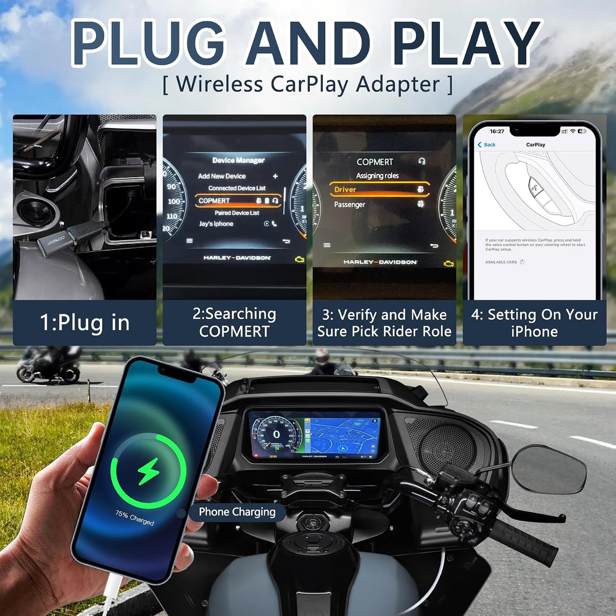 Bypass Motorcycle Wireless CarPlay Bluetooth Adapter
