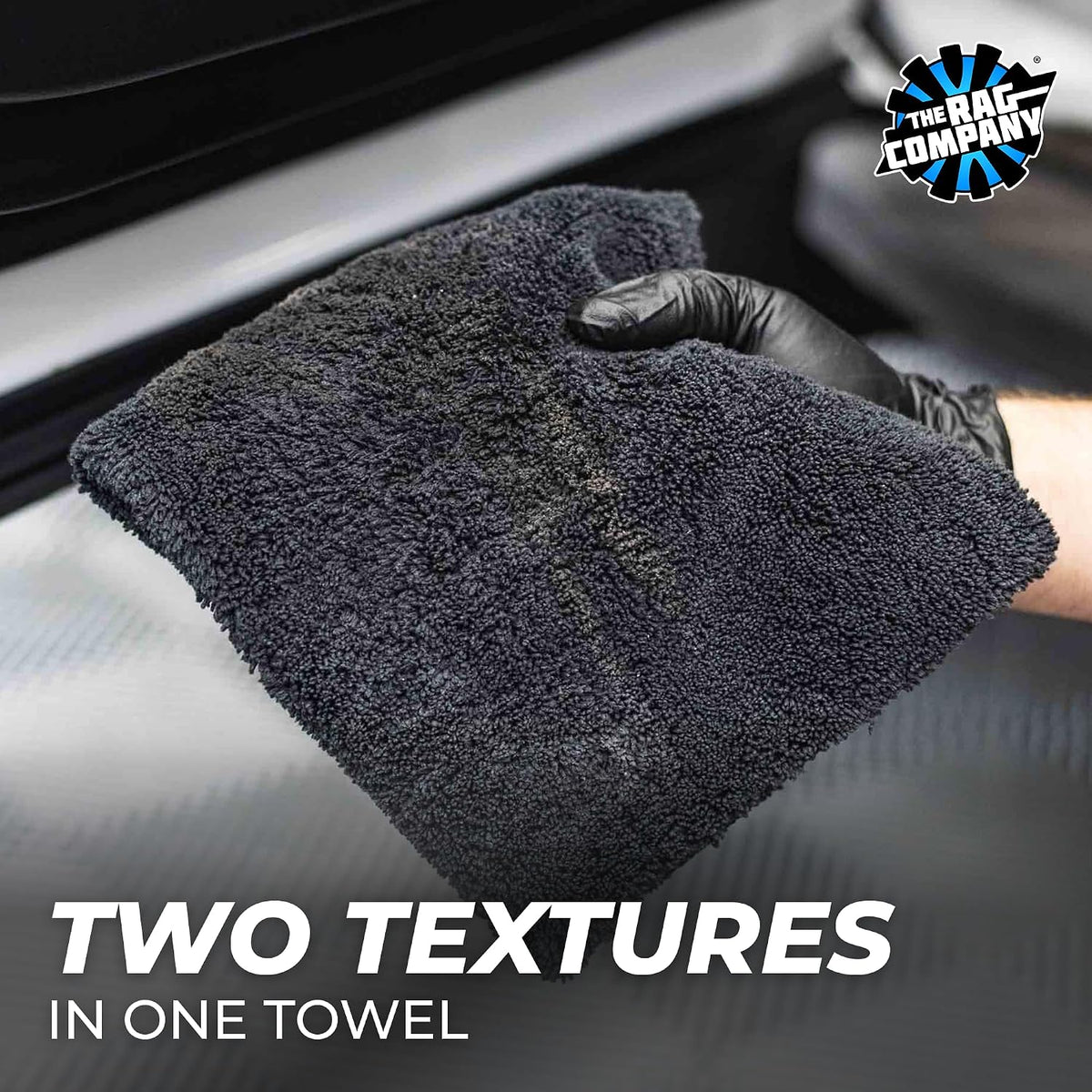 The Rag Company - Creature Edgeless Auto Detailing Towels (10-Pack) Professional 70/30 Blend, Dual-Pile Plush Microfiber, Buffing & Polishing, 420gsm, 16in x 16in, Black