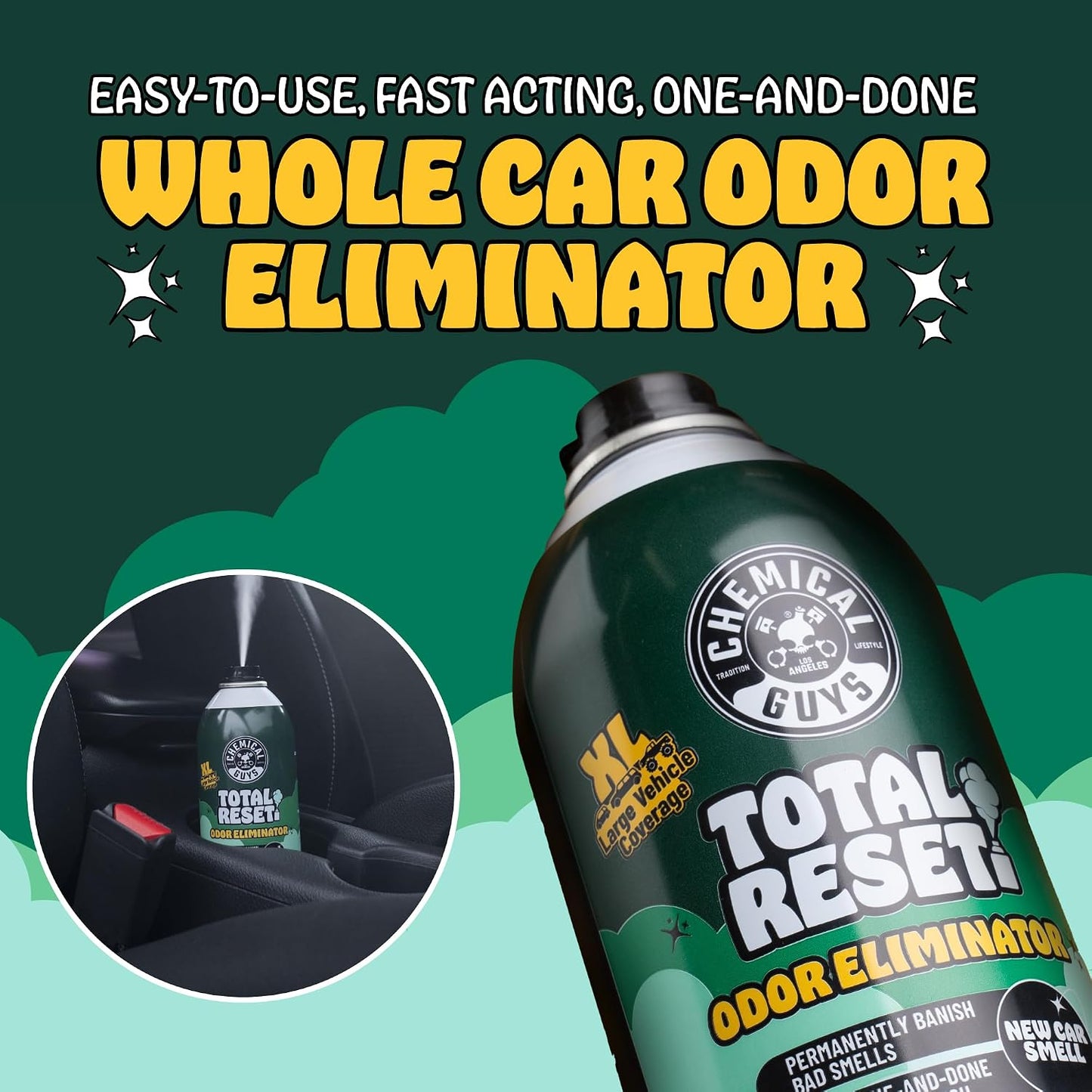Chemical Guys New Car Smell Odor Eliminating Fogger 3 Pack | For smoke, pet, food, and gym odors in cars, trucks, and SUVs, 3 oz each, for smoke pet food and gym odors in any vehicle