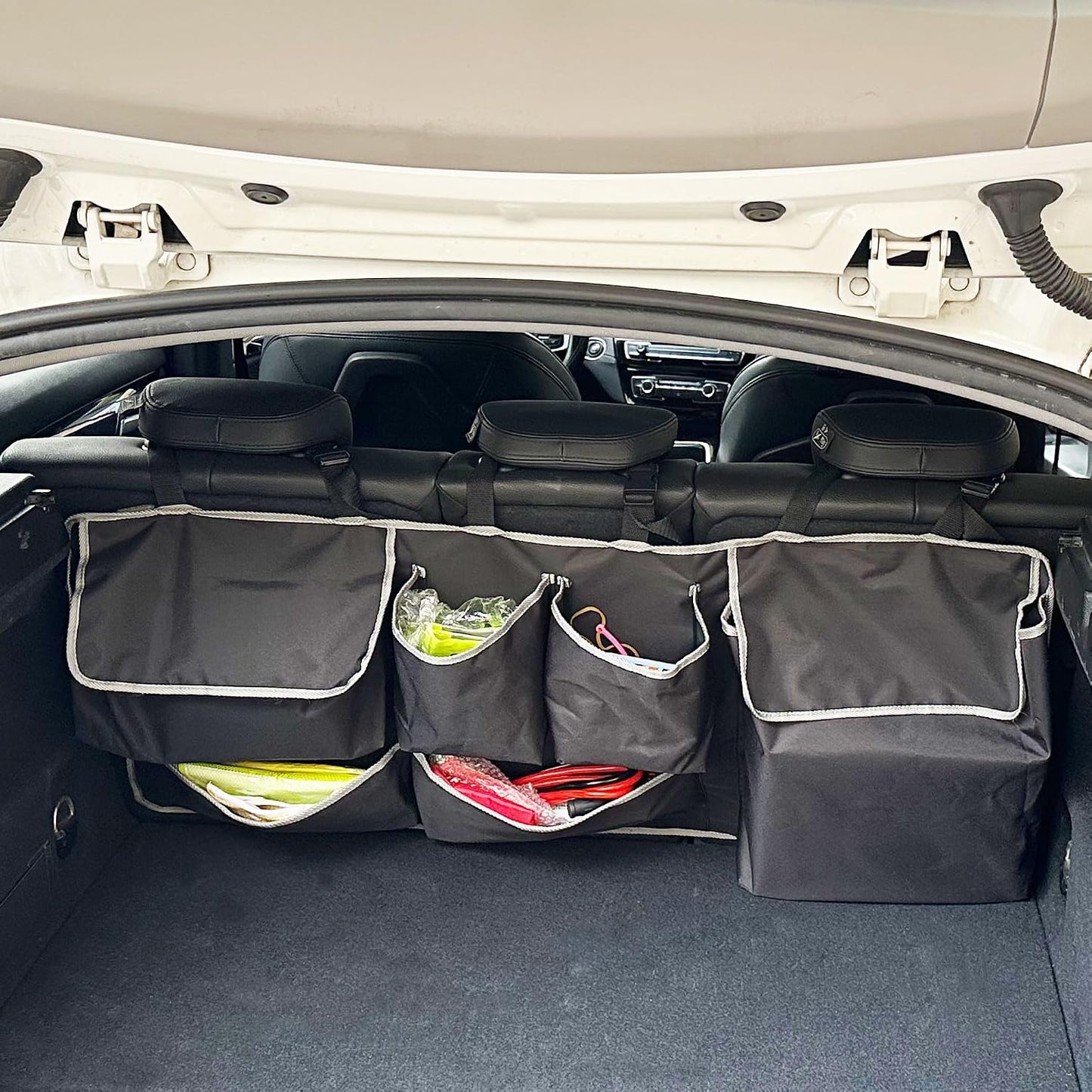 Car SUV Backseat Trunk Organizer Hanging Bag,6 Nylon Fabric Pockets, Interior Storage Organizer Accessories, For SUV, Jeep, MPV, Space Saving Design