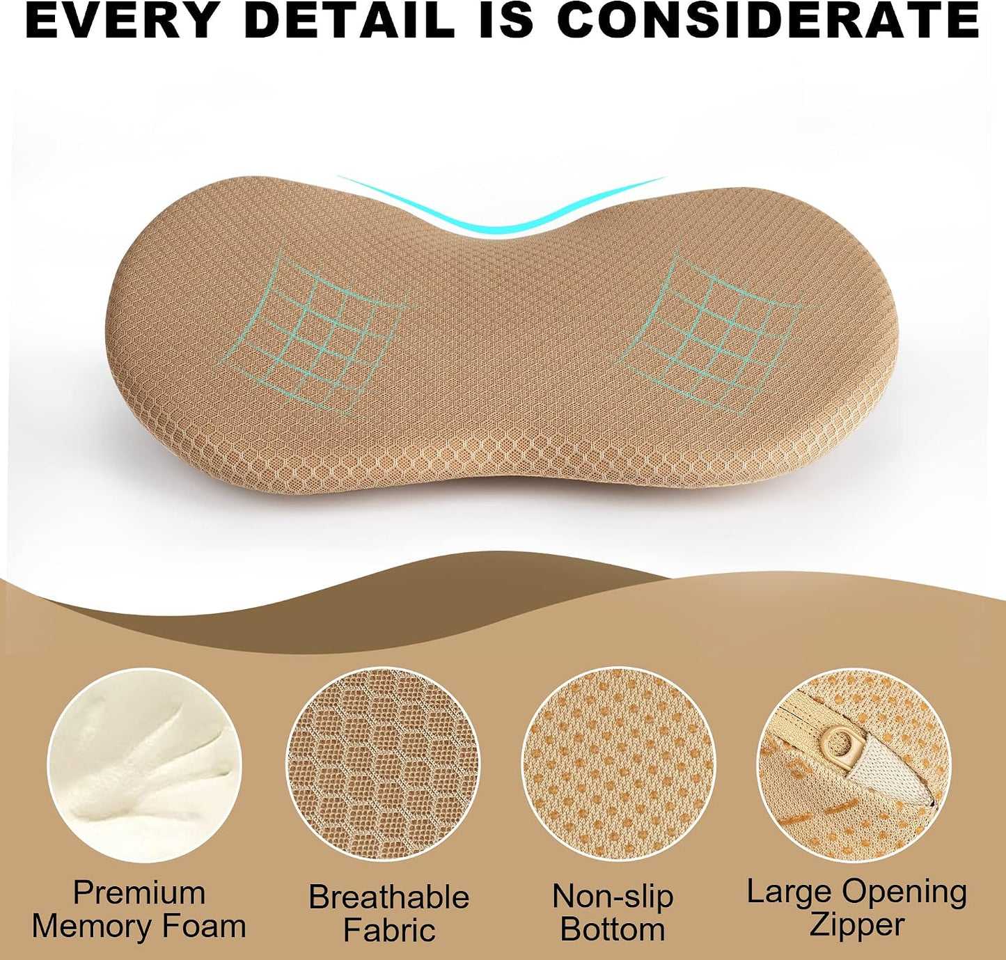 Livtribe Car Seat Cushion - Memory Foam Car Seat Pad - Sciatica & Lower Back Pain Relief - Car Seat Cushions for Driving - Road Trip Essentials for Drivers(Beige)
