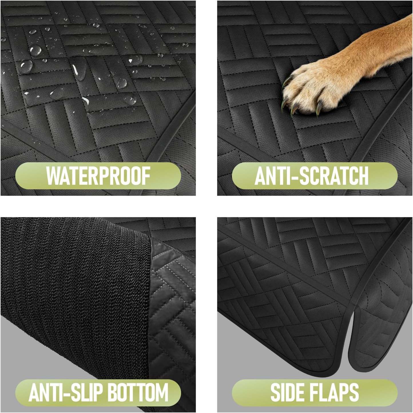 Dog Car Seat Cover for Back Seat, Waterproof 600D Oxford Protector for Travel and Daily Use, Non Slip Scratch Resistant Bench Cover, Easy to Clean, Fits Compact Cars/SUVs, 52 Inch