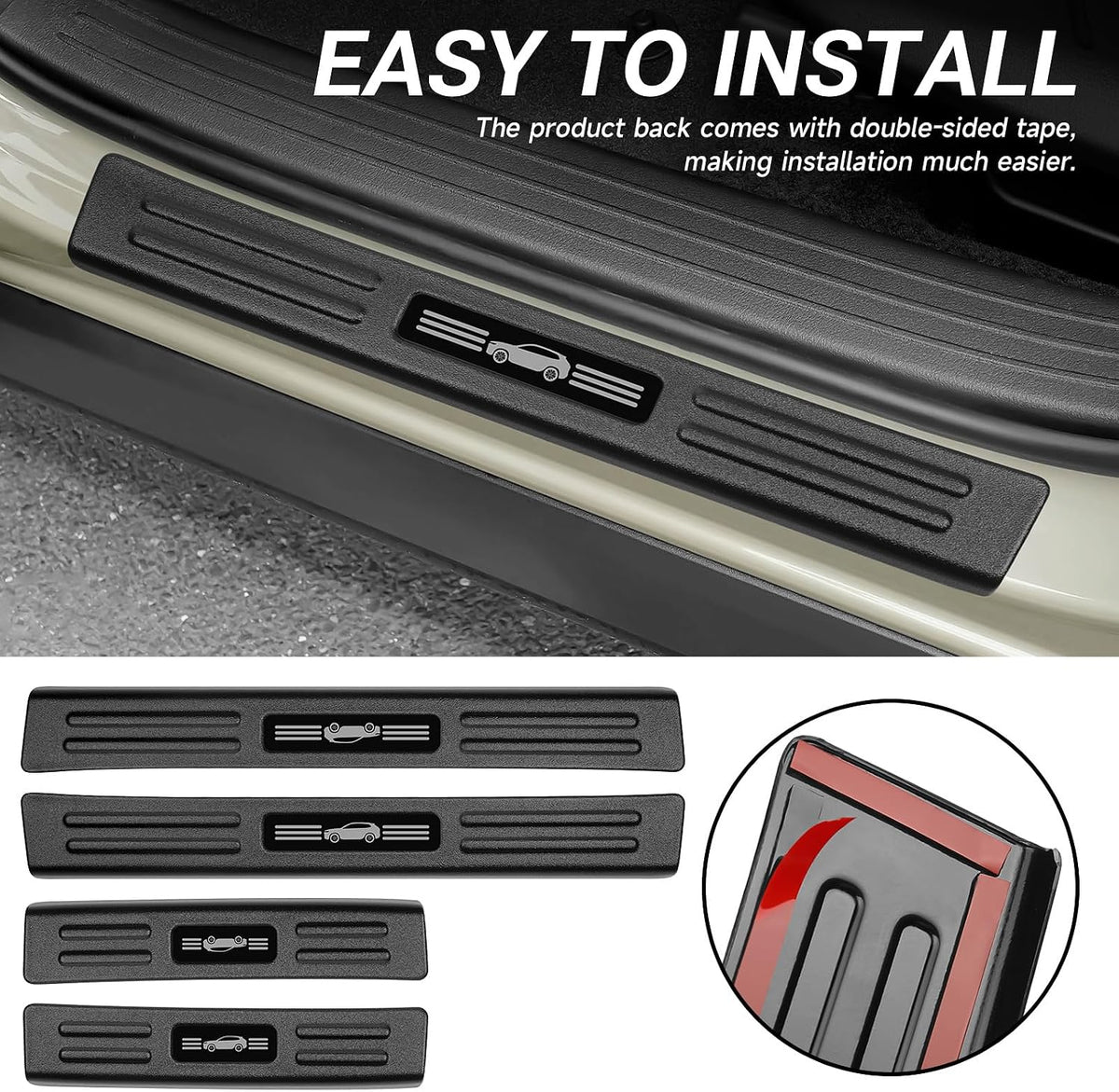 4PCS Door Sill Protector Compatible with Mazda 2023-2026 CX50 CX-50 Accessories Matte Black ABS Plastic Material Automobile Door Entry Guards